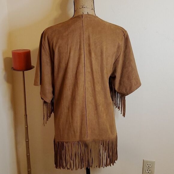 Hollister faux suede Boho cardigan with fringe size Small - Picture 5 of 10